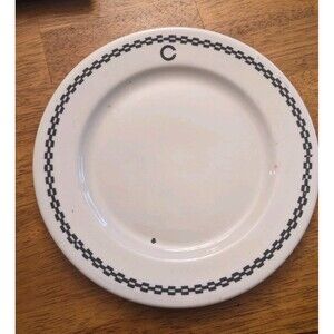 Syracuse China OPco Black Monogram "C"  1920's Plate Dish Restaurant Ware